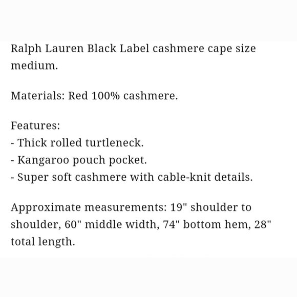 Ralph Lauren Black Label 100% Cashmere Cape - Picture 7 of 14